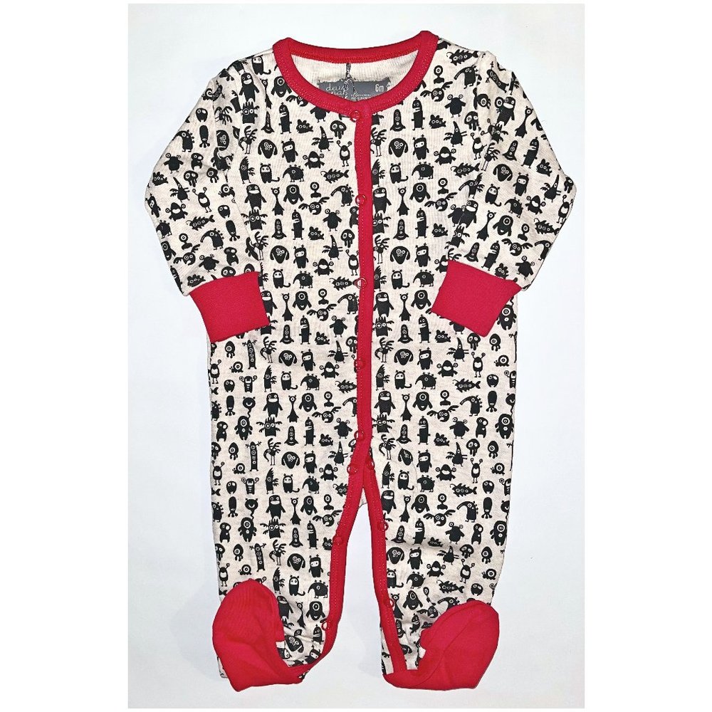 NWT Deux par Deux Unisex Soft Cotton Pyjama Footie One Piece Bodysuit